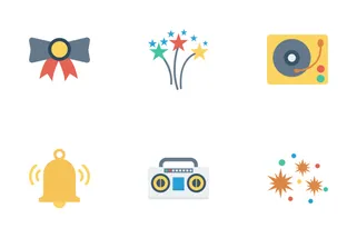 Party And Celebrations Flat Icons
