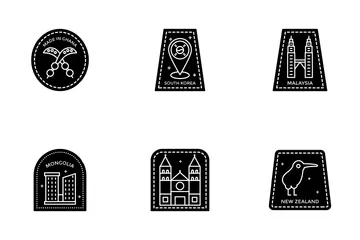 Passport Stamp Glyph Icons 3 Icon Pack