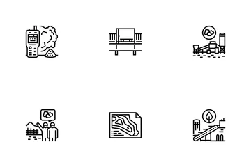 Processo Industrial de Mineração de Pedreira Pacote de Ícones