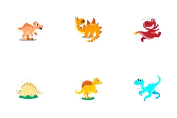 Pegatinas dinosaurios dibujos animados Paquete de Iconos