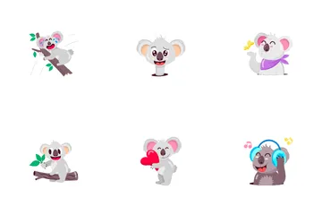 Pegatinas de dibujos animados de koalas Paquete de Iconos