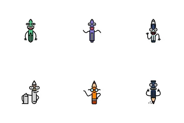 Pen Character Pencil School Icon Pack