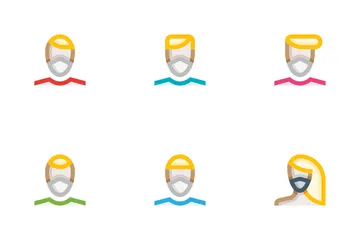 People In Face Mask Icon Pack