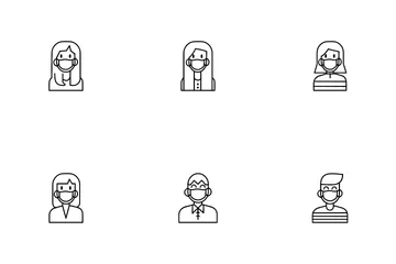 People In Facemask Icon Pack