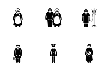 People Wear Mask Icon Pack