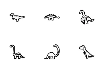 Dinosaurio Personaje Jurásico Lindo Paquete de Iconos