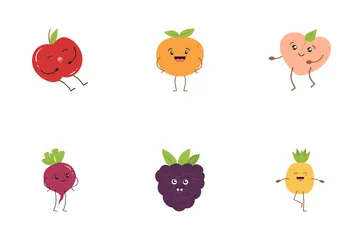 Personajes lindos de frutas Paquete de Iconos