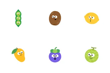 Personajes de frutas y verduras Paquete de Iconos