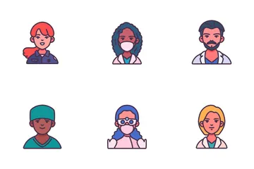 Personajes del personal médico Paquete de Iconos