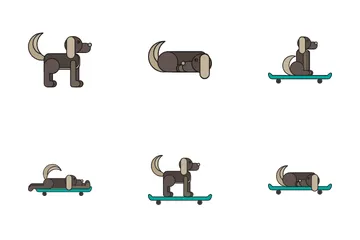 Personajes divertidos de cachorros Paquete de Iconos