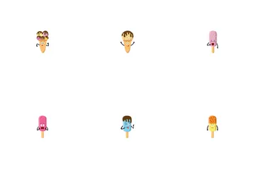 Personnages mignons de crème glacée Pack d'Icônes