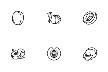 Suculenta Nectarina de Fruta Pêssego Pacote de Ícones