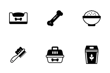 Pet Care Tools And Food Icon Pack