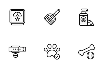 Pet Care Tools And Food Icon Pack