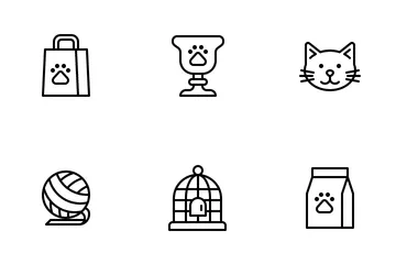 Black Cat Icon, Line Iconpack