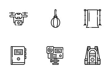 Photographer And Designer Gadget Outline Icon Pack