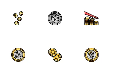 Pièce d'or, argent, banque de liquidités Icon Pack