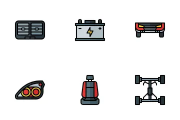 Piezas de automóvil Paquete de Iconos