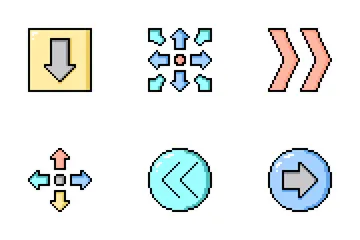 Pixel Art Arrows Color Line Icon Pack