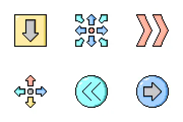 Pixel Art Arrows Color Line Icon Pack