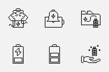 Pixel Art Battery Icon Pack