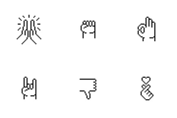 Gesto de la mano del arte del pixel Paquete de Iconos