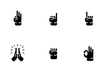 Gesto de la mano del arte del pixel Paquete de Iconos