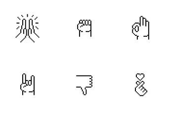 Pixel Art Hand Gesture Icon Pack