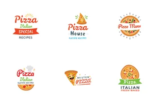 Premium Vector  Six hot pizza logo badge design set