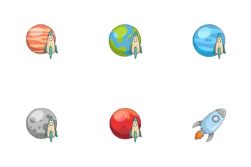 Planeten-Illustrationsstil Symbolpack