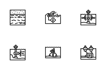 Energía de la planta de energía de las olas Paquete de Iconos