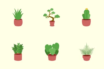 Plantas en macetas Paquete de Iconos