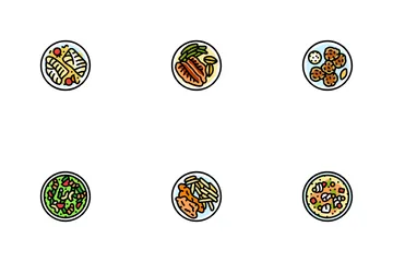 Platos de pescado Paquete de Iconos