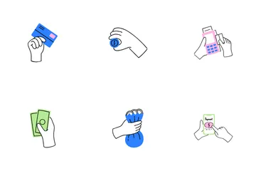 Playful Finance Hand Gestures Icon Pack