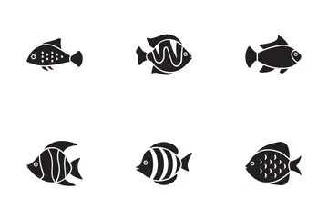 Icônes de glyphes de poissons Pack d'Icônes