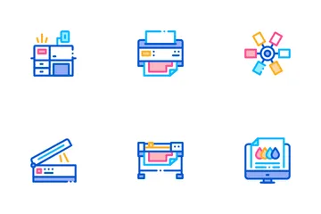 Polygraphy Printing Service Icon Pack