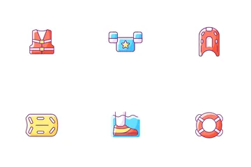Pool Floats And Water Safety Equipment Icon Pack