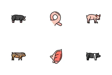 Pork Pig Farm Icon Pack
