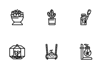 Potted Plant And Care Accessories Icon Pack
