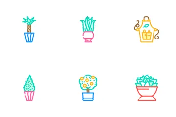 Potted Plant And Care Accessories Icon Pack