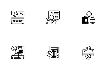 Préstamo Crédito Financiero Paquete de Iconos