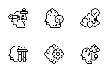 Proceso cerebral e idea Paquete de Iconos