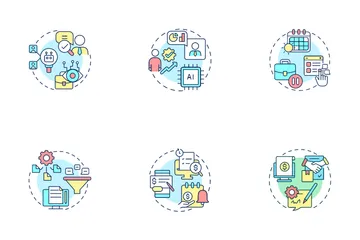 Processos de negócios e automação bancária Pacote de Ícones