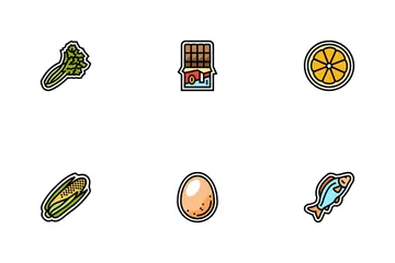 Producto sin alérgenos para alimentos Paquete de Iconos