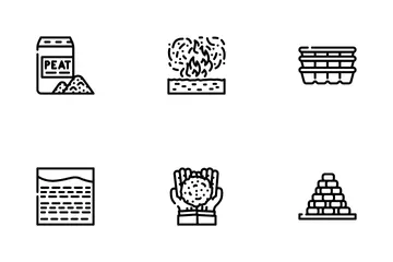 Produktion von Torfbrennstoffen Symbolpack