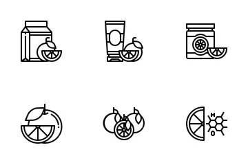 Produtos de extrato de laranja e laranja Pacote de Ícones