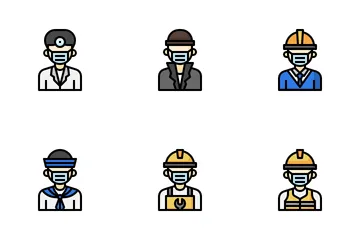 Profession Avatar Man With Mask Icon Pack