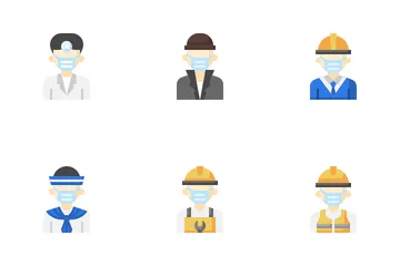 Profession Avatar Man With Mask Icon Pack