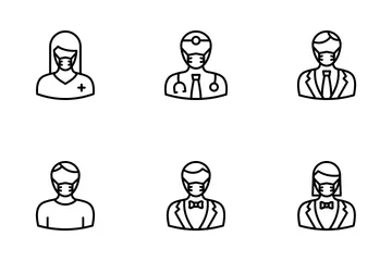 Professional Avatar Wearing Mask Icon Pack