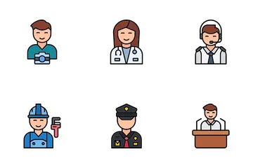 Professions Men Diversity Icon Pack